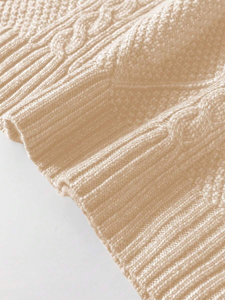 Alina Oversized Cable Knit Sweater Dress - Apricot