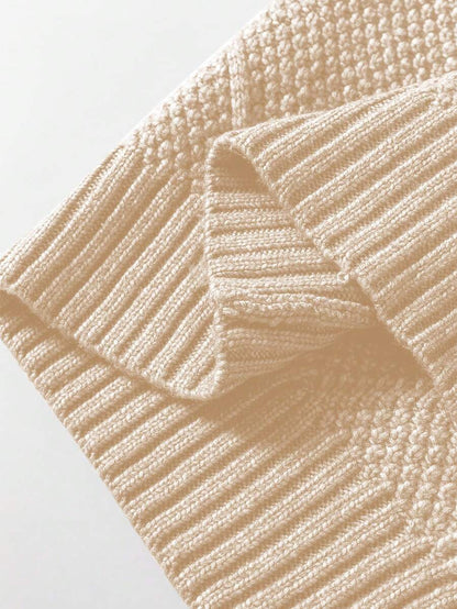 Alina Oversized Cable Knit Sweater Dress - Apricot