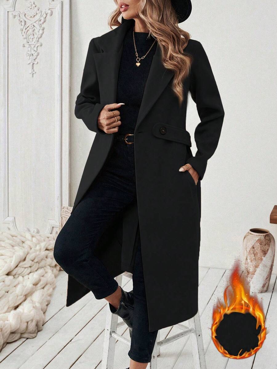 Leocadia Notched Lapel Double-Breasted Tailored Overcoat - Brown