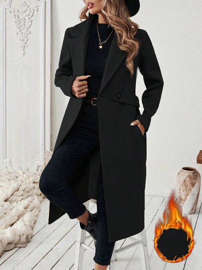 Leocadia Notched Lapel Double-Breasted Tailored Overcoat - Brown