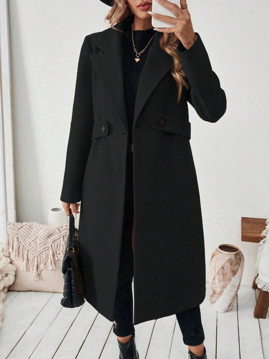 Leocadia Notched Lapel Double-Breasted Tailored Overcoat - Green
