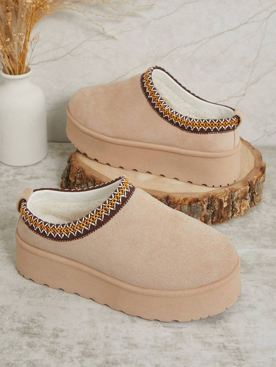Solezae Women's Faux Suede Round Toe Slip On Fluffy Flatform Slippers Mother's Day Present For Christmas Valentine's Day Mensa