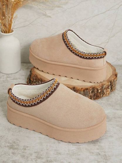 Solezae Women's Faux Suede Round Toe Slip On Fluffy Flatform Slippers Mother's Day Present For Christmas Valentine's Day Mensa