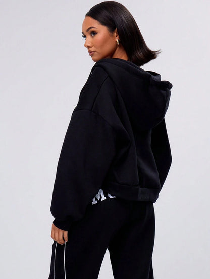 Claudia Double Zip Drawstring Hoodie - Burgundy