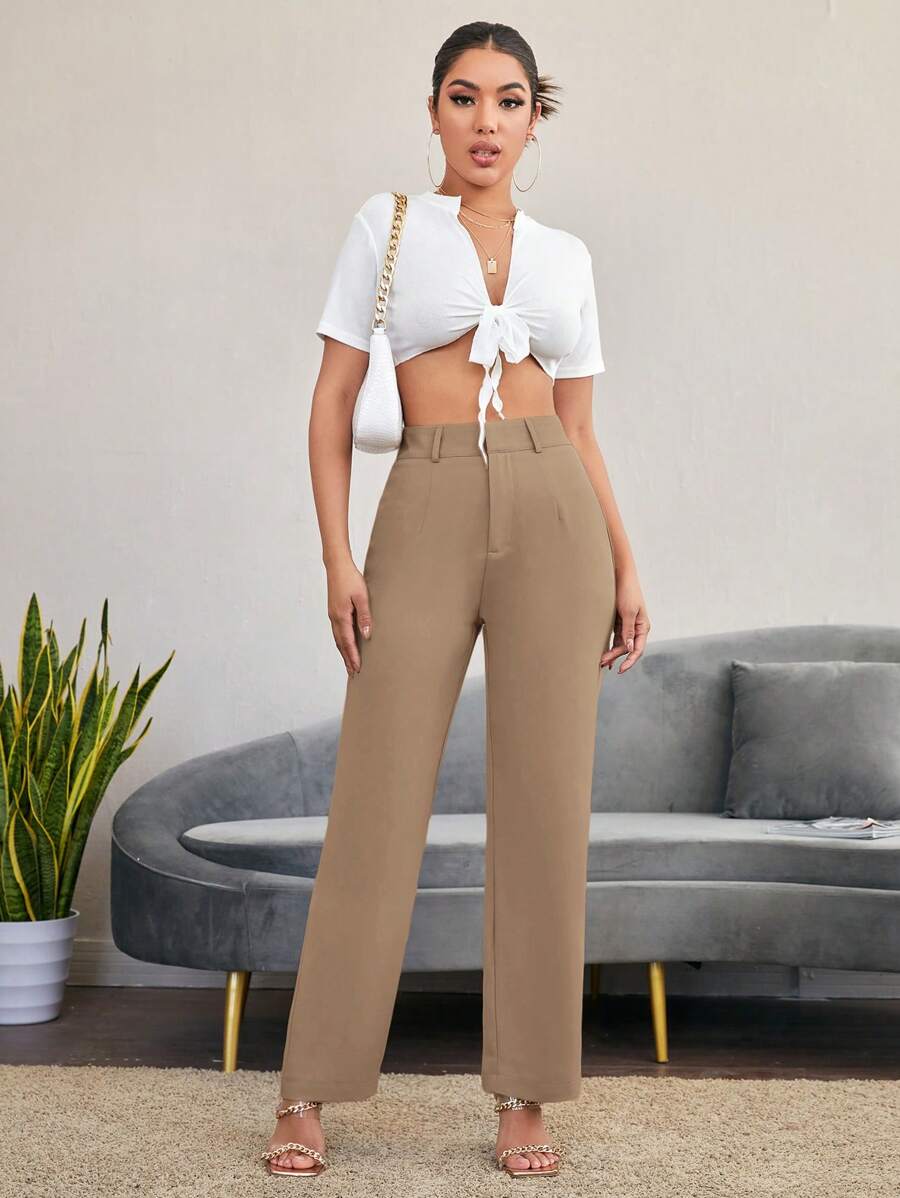 Women's High Waisted Flare Trousers, Tailored Dress Pants for Work Office - Black