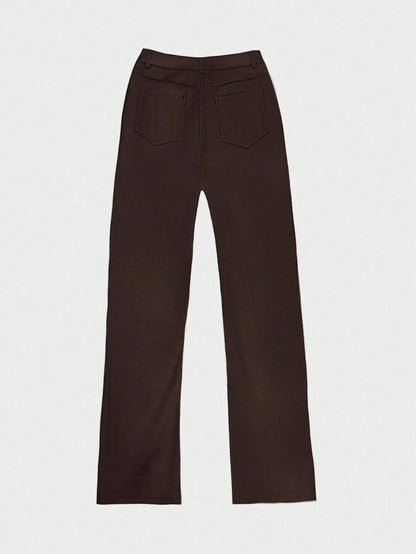 Durango High Waist Faux Leather Straight Leg Pants