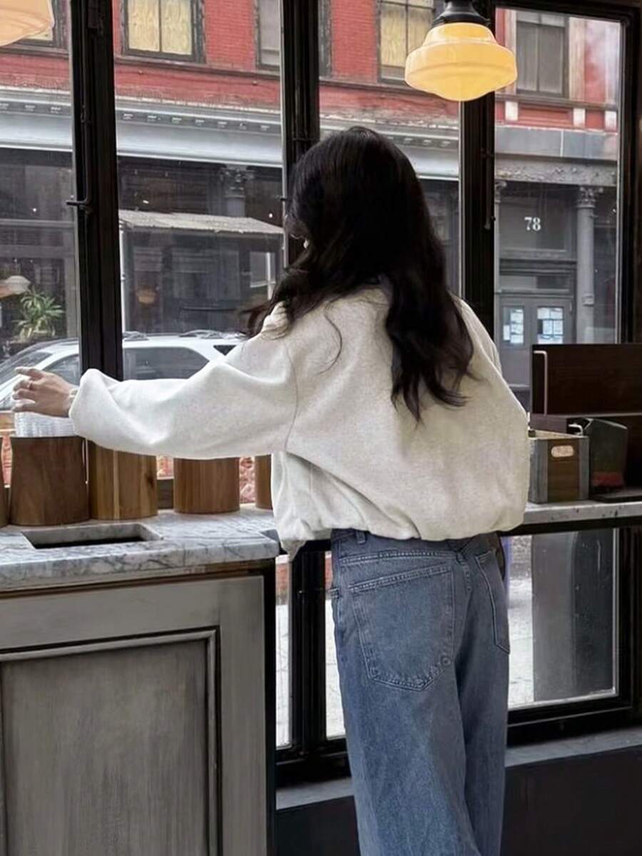 Lillehammer Wool Look Zip Up Cropped Bomber Jacket