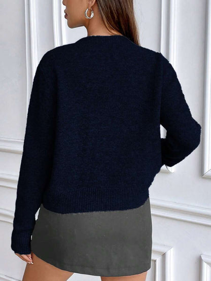 Women's Crew Neck Ribbed Knit Sweater, Fitted Pullover for Fall Winter - White
