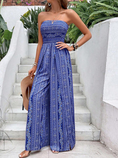 Breezaya Paisley Print Split Thigh Tube Jumpsuit Mensa