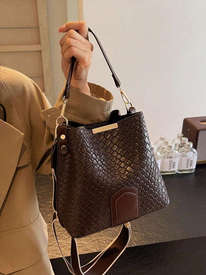 Lausanne Suede Look Bucket Bag with Wide Shoulder Strap