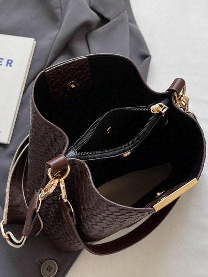 Lausanne Suede Look Bucket Bag with Wide Shoulder Strap