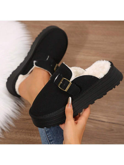 Women's Thick Flat Slippers For Winter -  Comfy And Warm Suede Shearling Short Boots Casual Snow Shoes With Thick Soles Desinge Mensa