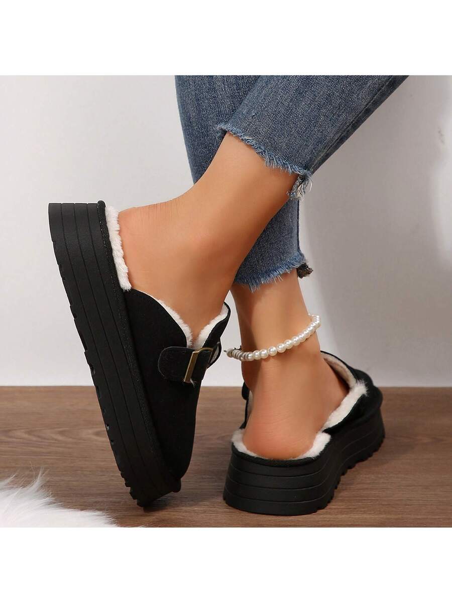 Women's Thick Flat Slippers For Winter -  Comfy And Warm Suede Shearling Short Boots Casual Snow Shoes With Thick Soles Desinge Mensa
