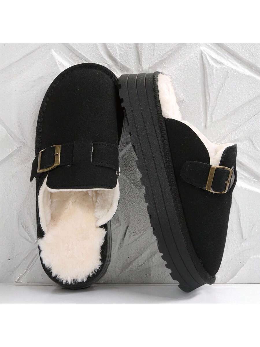 Women's Thick Flat Slippers For Winter -  Comfy And Warm Suede Shearling Short Boots Casual Snow Shoes With Thick Soles Desinge Mensa