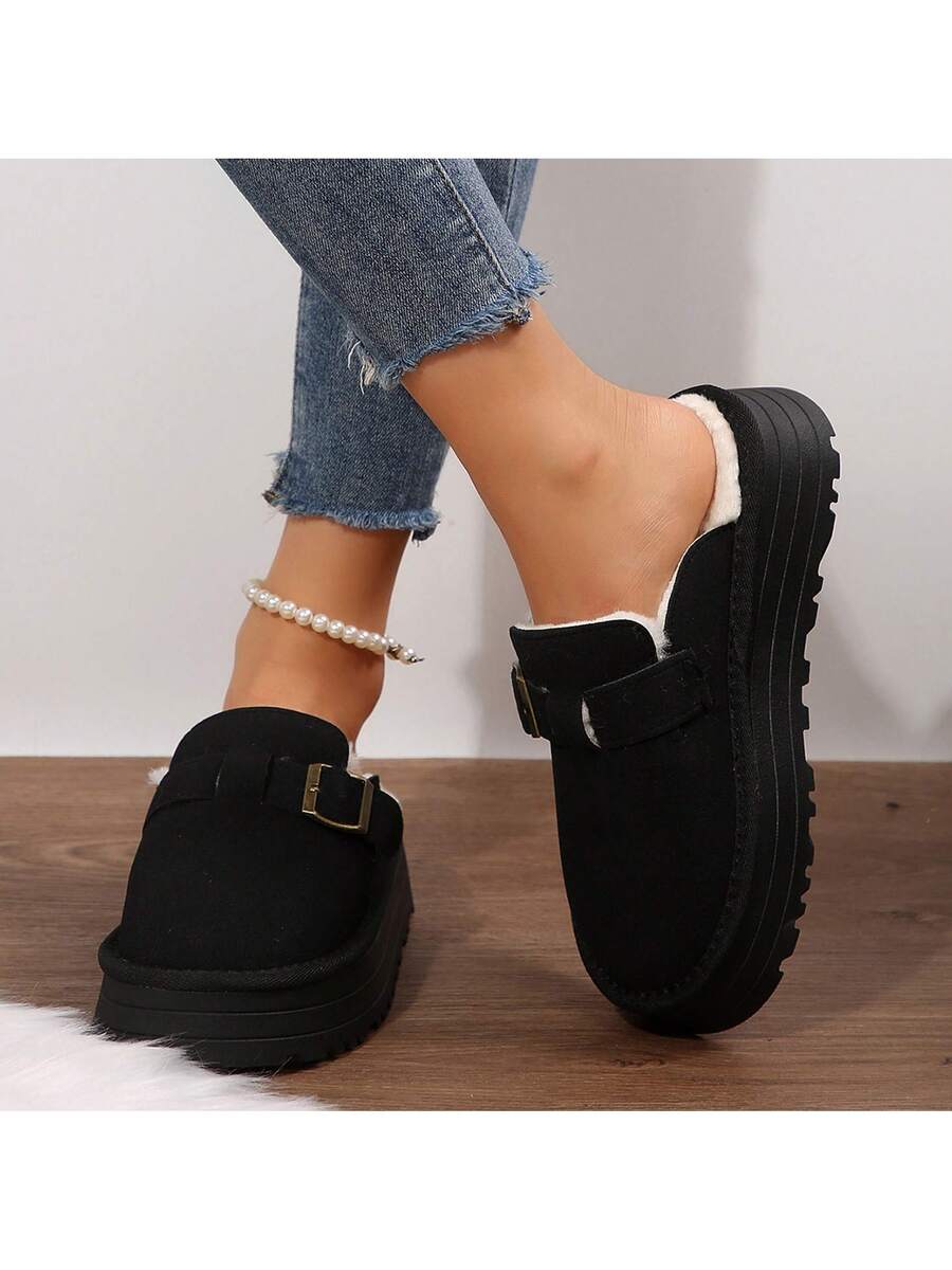 Women's Thick Flat Slippers For Winter -  Comfy And Warm Suede Shearling Short Boots Casual Snow Shoes With Thick Soles Desinge Mensa