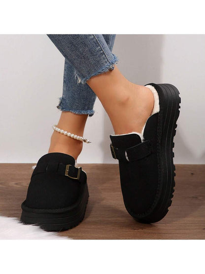 Women's Thick Flat Slippers For Winter -  Comfy And Warm Suede Shearling Short Boots Casual Snow Shoes With Thick Soles Desinge Mensa