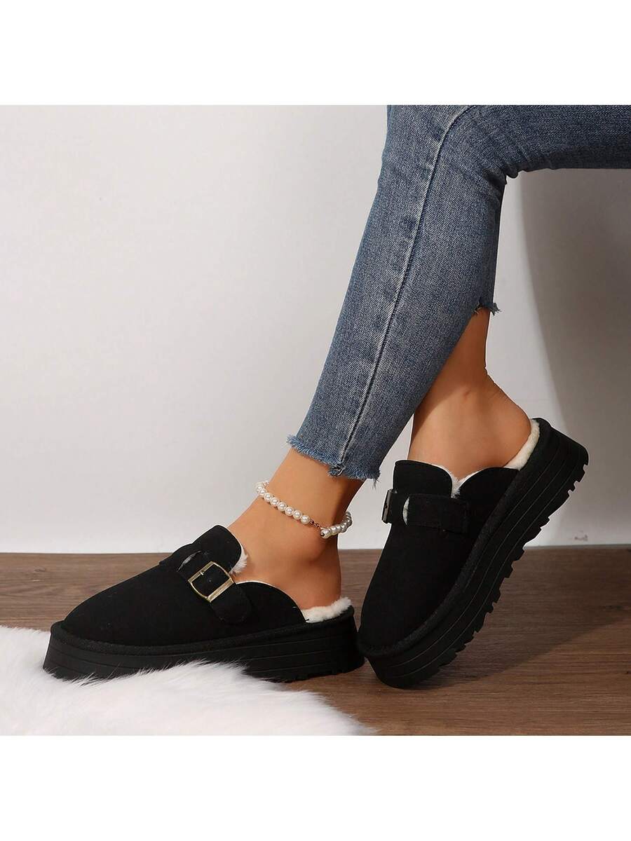 Women's Thick Flat Slippers For Winter -  Comfy And Warm Suede Shearling Short Boots Casual Snow Shoes With Thick Soles Desinge Mensa