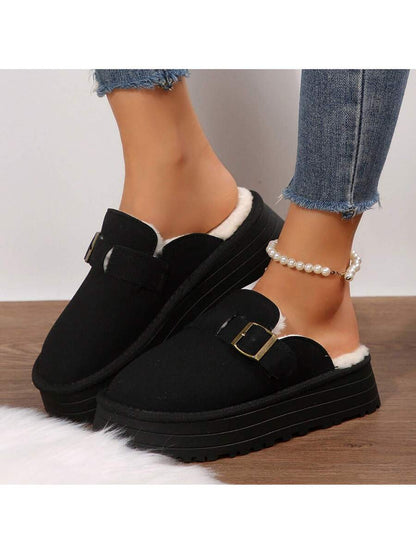 Women's Thick Flat Slippers For Winter -  Comfy And Warm Suede Shearling Short Boots Casual Snow Shoes With Thick Soles Desinge Mensa