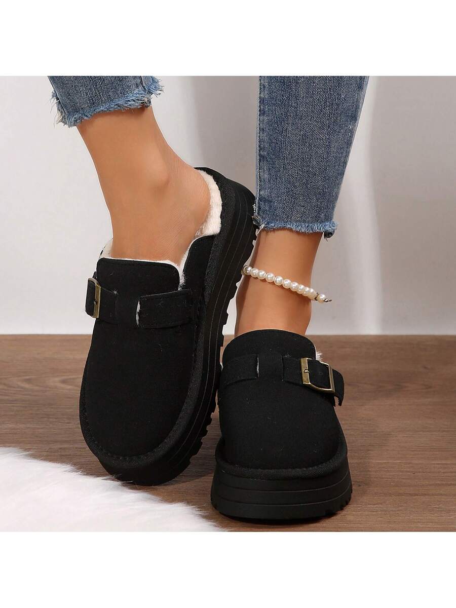 Women's Thick Flat Slippers For Winter -  Comfy And Warm Suede Shearling Short Boots Casual Snow Shoes With Thick Soles Desinge Mensa