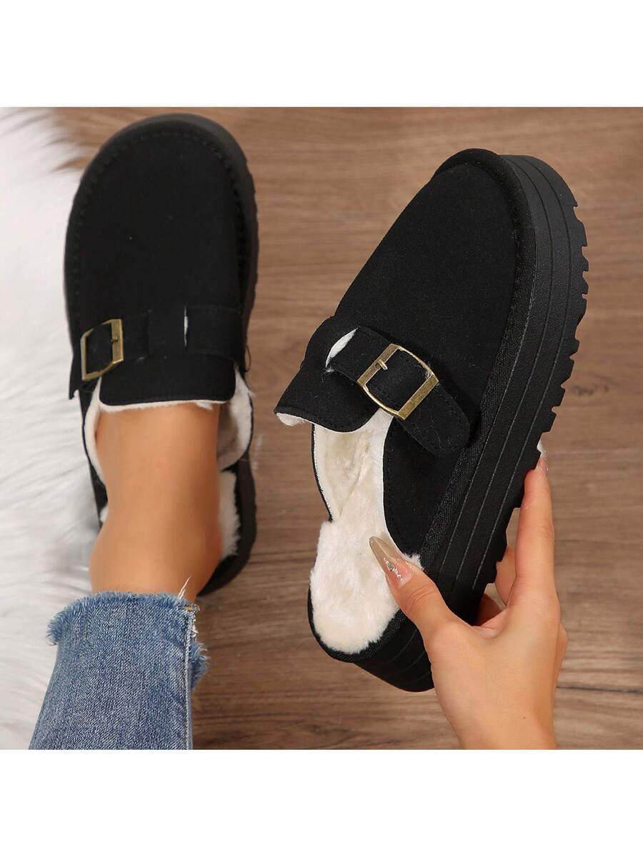 Women's Thick Flat Slippers For Winter -  Comfy And Warm Suede Shearling Short Boots Casual Snow Shoes With Thick Soles Desinge Mensa