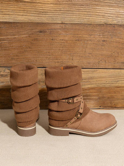 Women's Black Comfortable And Warm Fashion Casual Mid Calf  Faux Furry Outdoor Indoor Commuter Christmas Winter Snow Boots Mensa