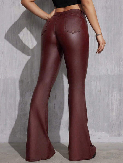Canmore Coated Faux Leather Flare Pants for Tall Women
