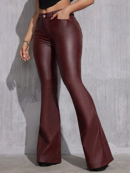 Canmore Coated Faux Leather Flare Pants for Tall Women