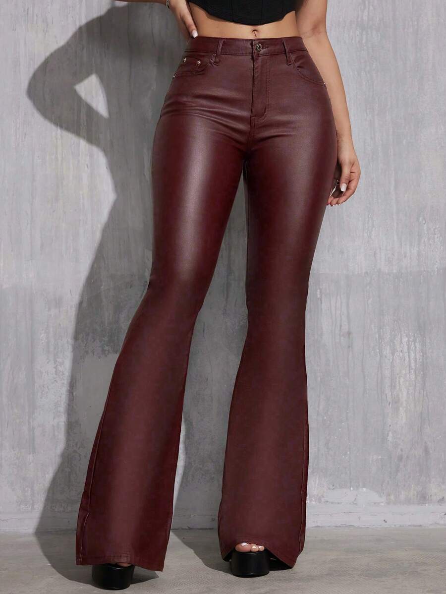 Canmore Coated Faux Leather Flare Pants for Tall Women