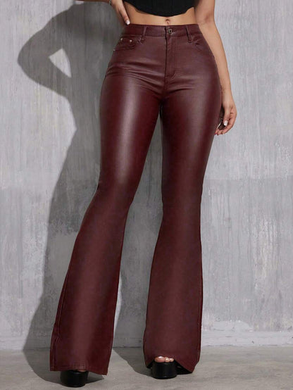 Canmore Coated Faux Leather Flare Pants for Tall Women