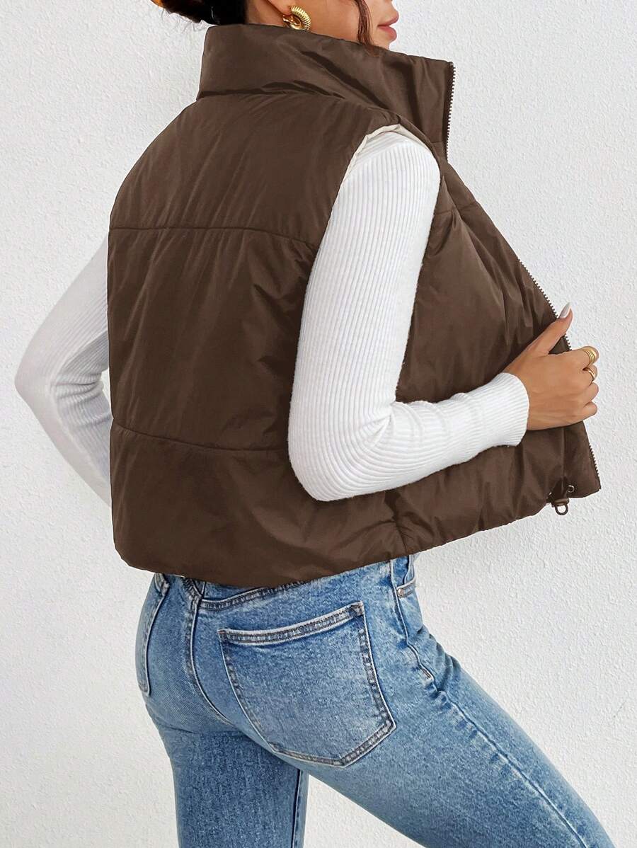 Hallstatt Short Zip Front Puffer Vest with Stand Collar