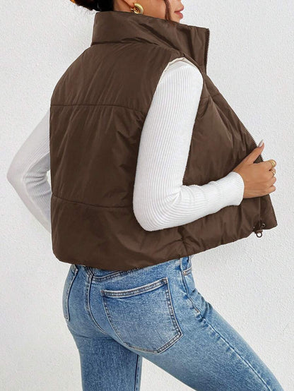 Hallstatt Short Zip Front Puffer Vest with Stand Collar