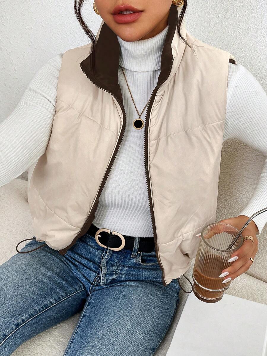 Hallstatt Short Zip Front Puffer Vest with Stand Collar