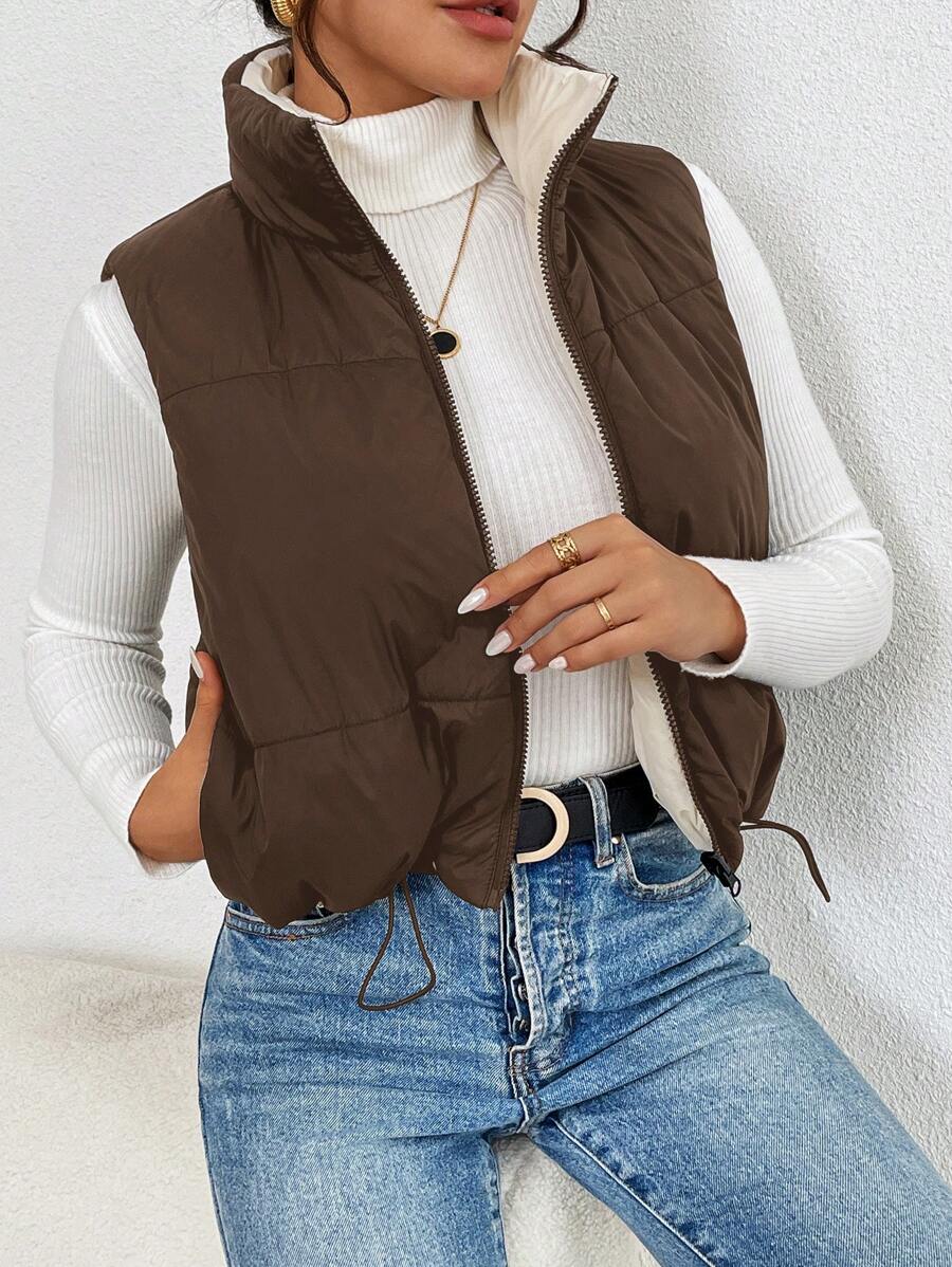 Hallstatt Short Zip Front Puffer Vest with Stand Collar
