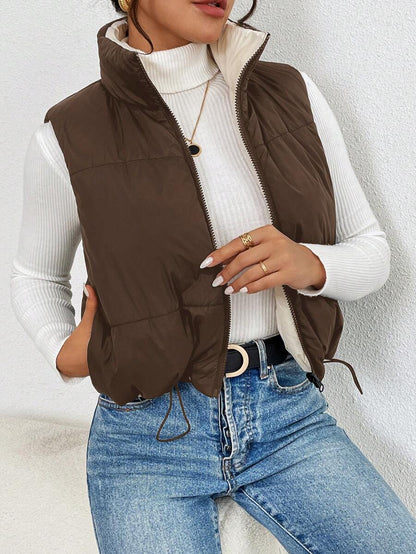 Hallstatt Short Zip Front Puffer Vest with Stand Collar