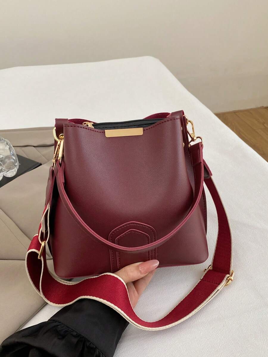 Lausanne Suede Look Bucket Bag with Wide Shoulder Strap