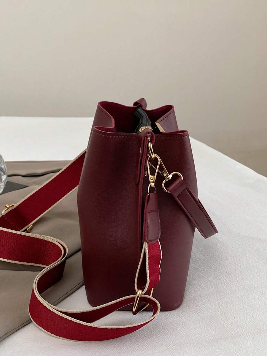Lausanne Suede Look Bucket Bag with Wide Shoulder Strap