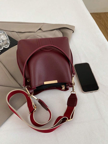 Lausanne Suede Look Bucket Bag with Wide Shoulder Strap