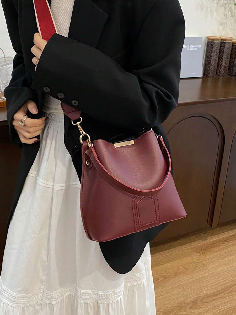 Lausanne Suede Look Bucket Bag with Wide Shoulder Strap