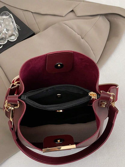 Lausanne Suede Look Bucket Bag with Wide Shoulder Strap