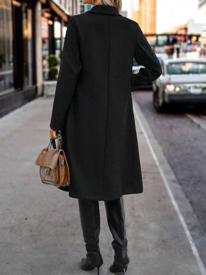 Graz Double Breasted Wool Look Long Overcoat