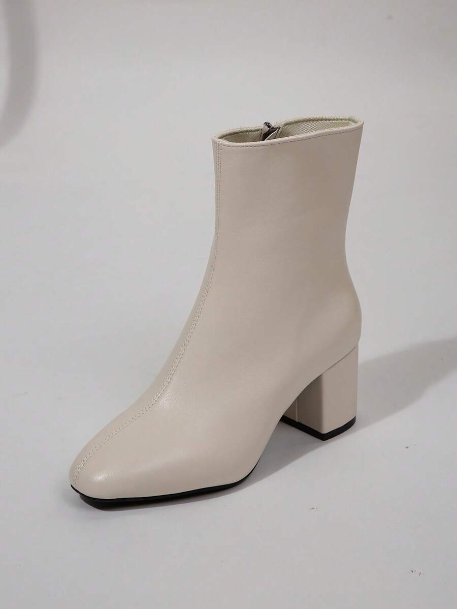 Kennd Celebrity Style Square Toe Tall Boots, Slim Fit Leather Look Chunky Heel Long Boots, Lace-Up Ride Boot For Women, Autumn/Winter With Fur Lining,Boots For Women Mensa