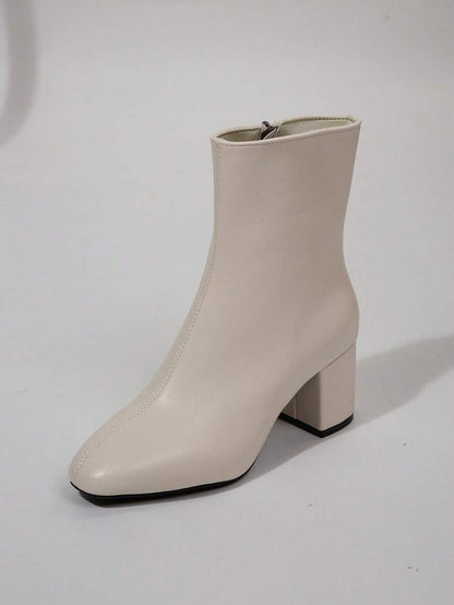 Kennd Celebrity Style Square Toe Tall Boots, Slim Fit Leather Look Chunky Heel Long Boots, Lace-Up Ride Boot For Women, Autumn/Winter With Fur Lining,Boots For Women Mensa