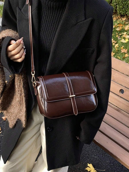 Kilkenny Vintage Flap Crossbody Bag with Buckle Strap
