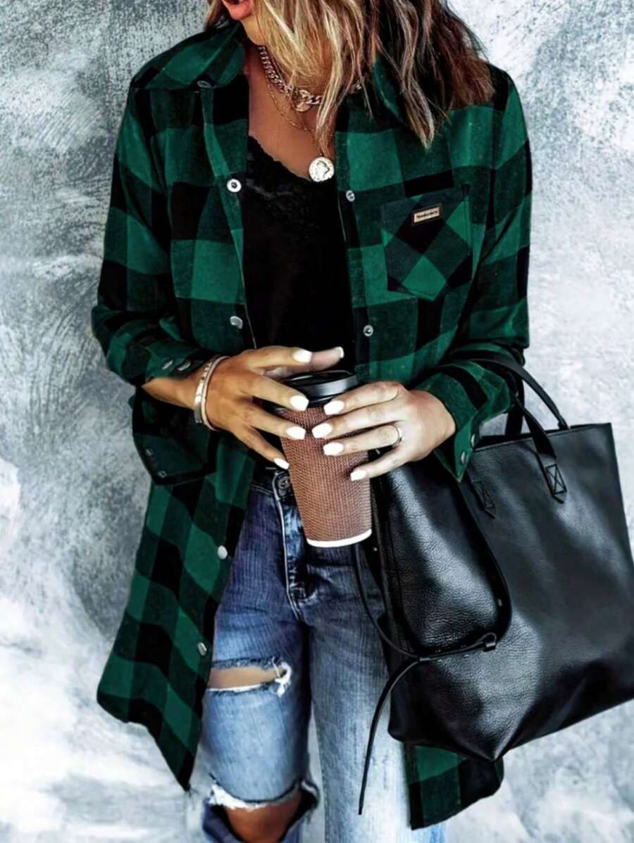 Sherwood Flannel Plaid Button Up Shirt Jacket with Pockets