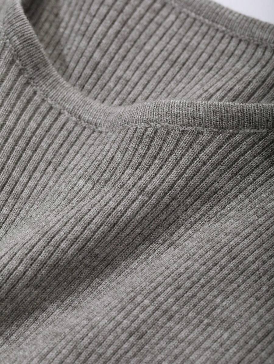 Krakow Ribbed Knit Crew Neck Fitted Pullover Sweater