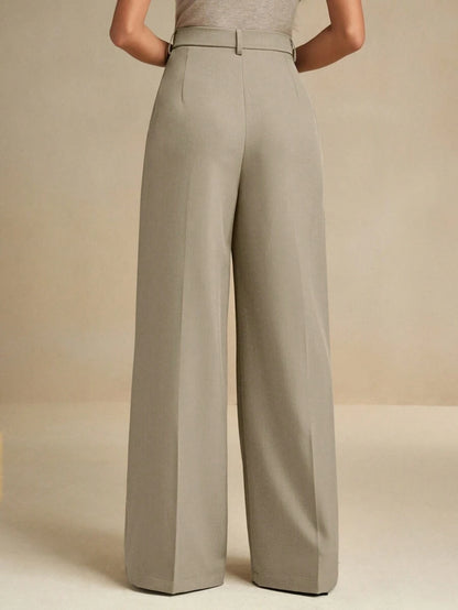 Women's Pleated Wide Leg Dress Trousers, Stretch Tailored Pants for Work Office - Coral Pink