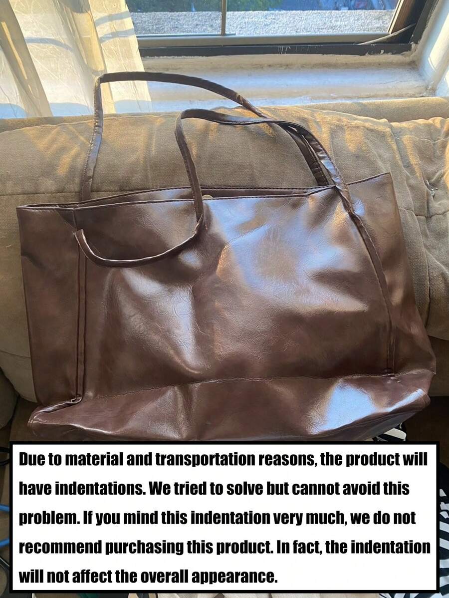 Women's Large Faux Leather Tote Bag, Vintage Shoulder Purse for Work and Travel
