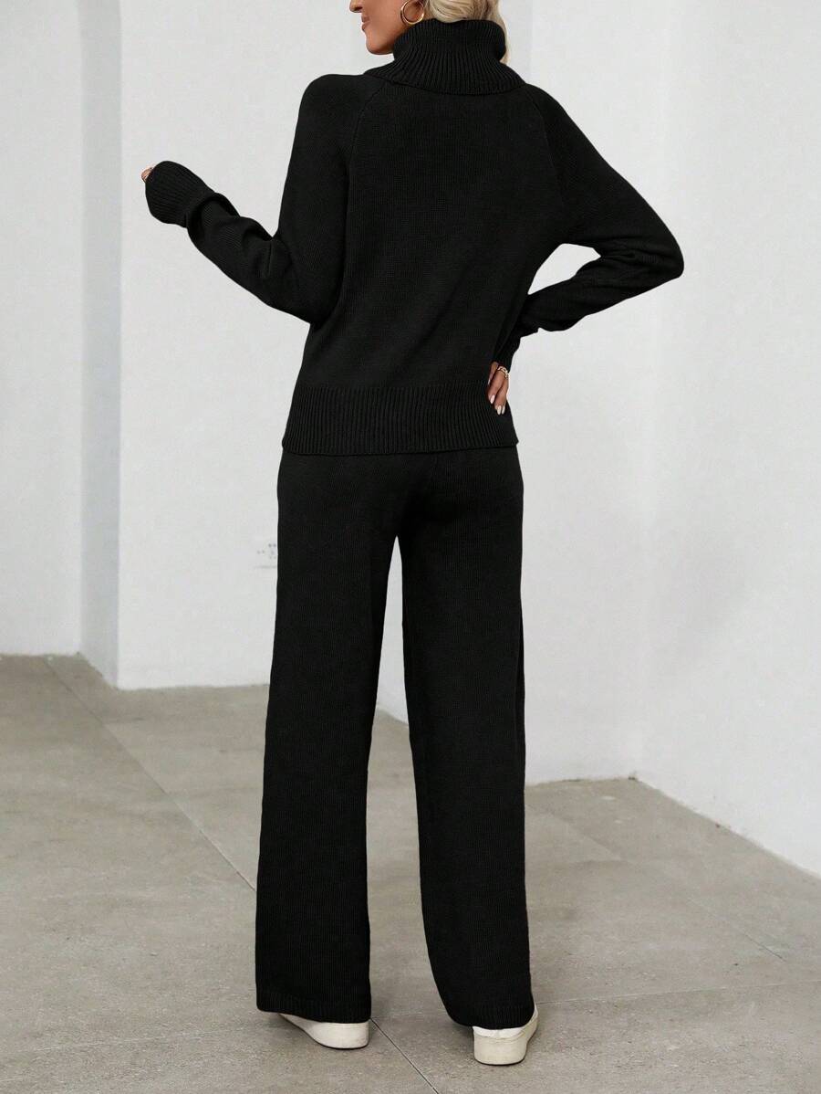 Bled Turtleneck Sweater and Wide Leg Pants Knit Set