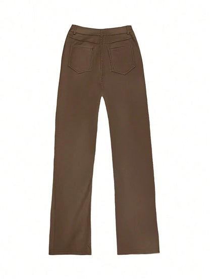 Durango High Waist Faux Leather Straight Leg Pants