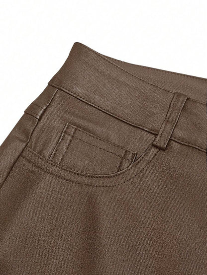 Durango High Waist Faux Leather Straight Leg Pants